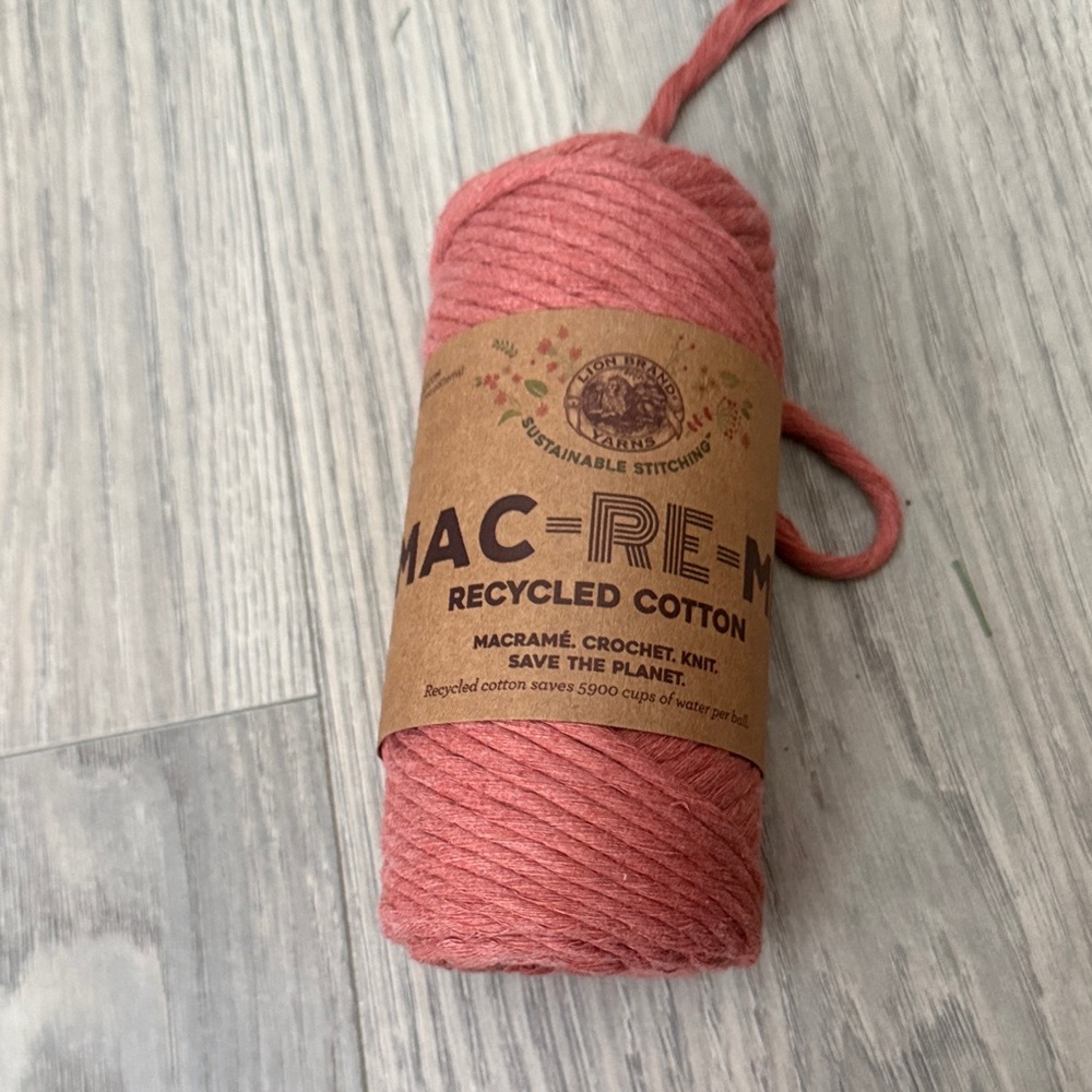 Lion Brand Macrame Recycled Cotton Yarn - Pink